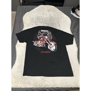 Vintage Y2K Fire Bike American Chopper TV Show Promo T Shirt Size L Black 2004